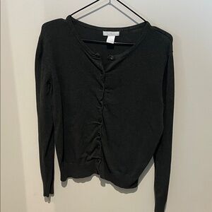 H&M Dark Gray/Green Button-Front Knit Cardigan